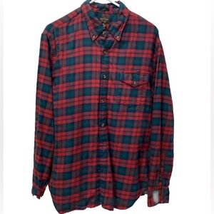 J. Crew button up shirt men's size XL slim cashmere plaid red long sleeve